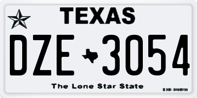 TX license plate DZE3054