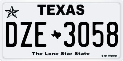 TX license plate DZE3058