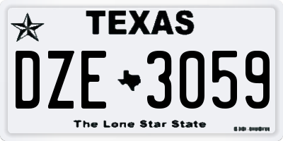 TX license plate DZE3059