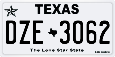 TX license plate DZE3062