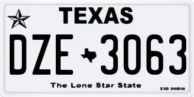 TX license plate DZE3063