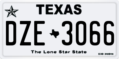 TX license plate DZE3066