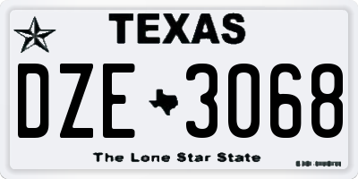 TX license plate DZE3068