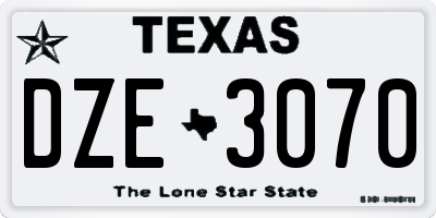 TX license plate DZE3070