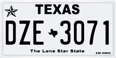 TX license plate DZE3071