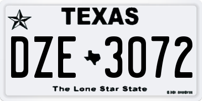 TX license plate DZE3072