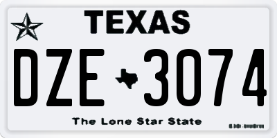 TX license plate DZE3074