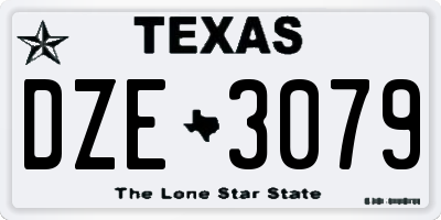TX license plate DZE3079
