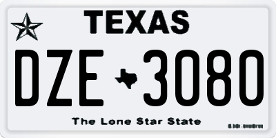 TX license plate DZE3080