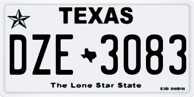 TX license plate DZE3083