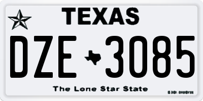 TX license plate DZE3085