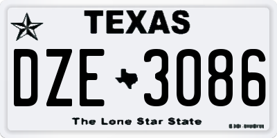TX license plate DZE3086