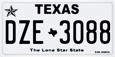 TX license plate DZE3088