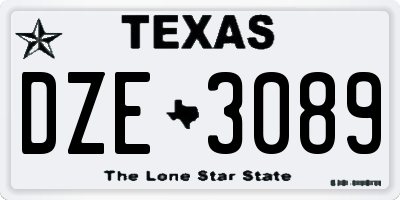 TX license plate DZE3089
