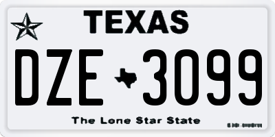 TX license plate DZE3099