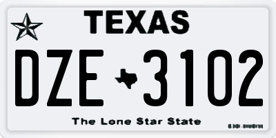 TX license plate DZE3102