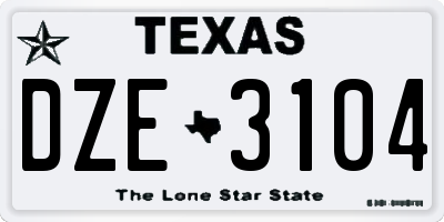 TX license plate DZE3104