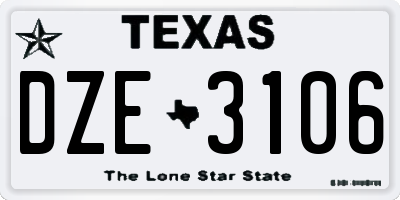 TX license plate DZE3106
