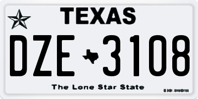 TX license plate DZE3108