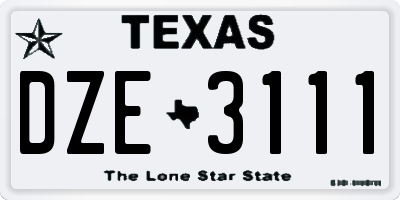 TX license plate DZE3111