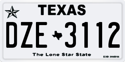 TX license plate DZE3112