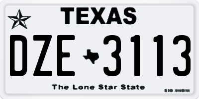 TX license plate DZE3113