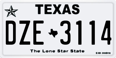 TX license plate DZE3114