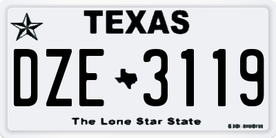 TX license plate DZE3119
