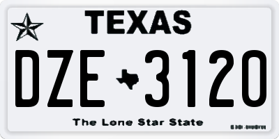 TX license plate DZE3120