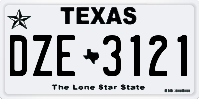 TX license plate DZE3121