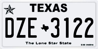 TX license plate DZE3122
