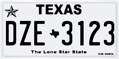 TX license plate DZE3123