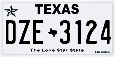 TX license plate DZE3124