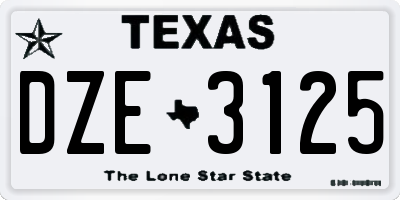 TX license plate DZE3125