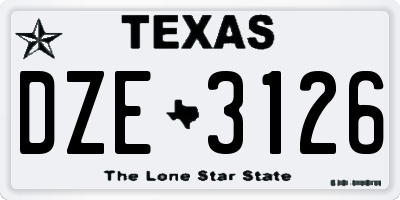 TX license plate DZE3126