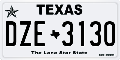 TX license plate DZE3130