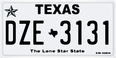 TX license plate DZE3131
