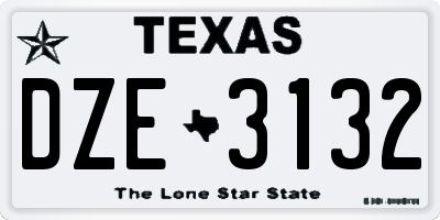 TX license plate DZE3132