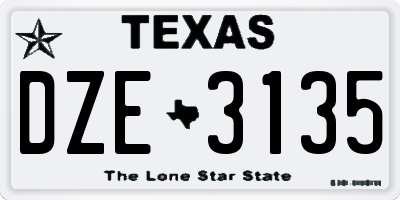 TX license plate DZE3135