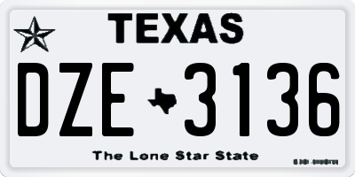 TX license plate DZE3136