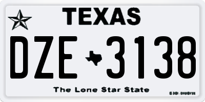 TX license plate DZE3138
