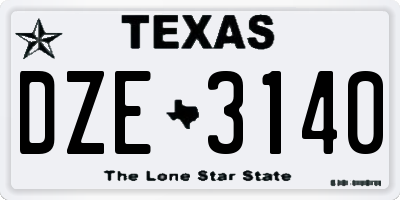TX license plate DZE3140