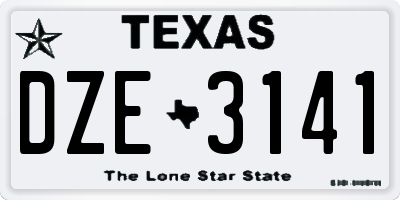 TX license plate DZE3141