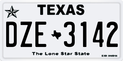 TX license plate DZE3142