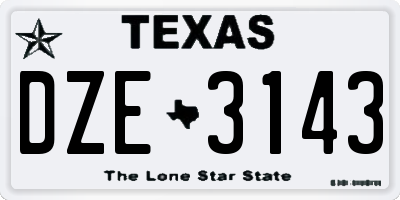 TX license plate DZE3143