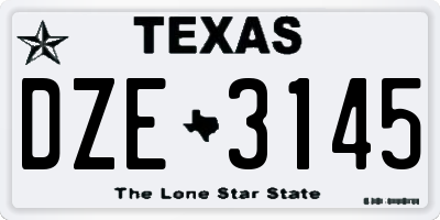 TX license plate DZE3145