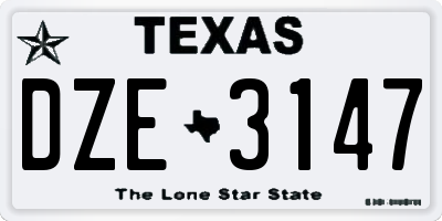 TX license plate DZE3147