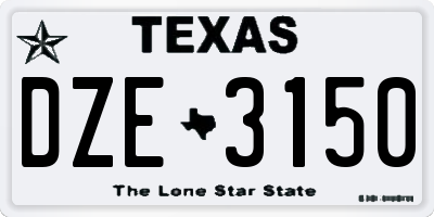 TX license plate DZE3150