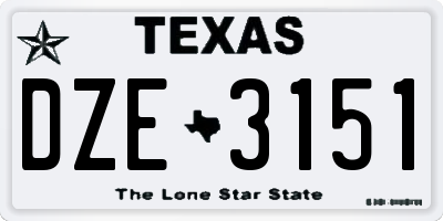 TX license plate DZE3151