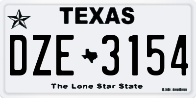 TX license plate DZE3154
